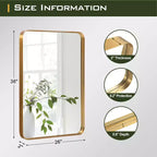Dovelina Specchio da Parete Rettangolare con Cornice in Metallo Specchio da Bagno per Vanity