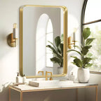 Dovelina Specchio da Parete Rettangolare con Cornice in Metallo Specchio da Bagno per Vanity