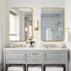 Dovelina Specchio da Parete Rettangolare con Cornice in Metallo Specchio da Bagno per Vanity