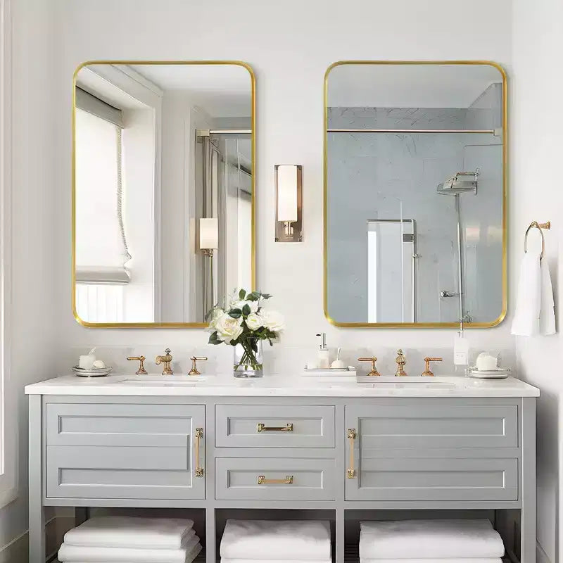 Dovelina Specchio da Parete Rettangolare con Cornice in Metallo Specchio da Bagno per Vanity