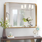 Dovelina Specchio da Parete Rettangolare con Cornice in Metallo Specchio da Bagno per Vanity