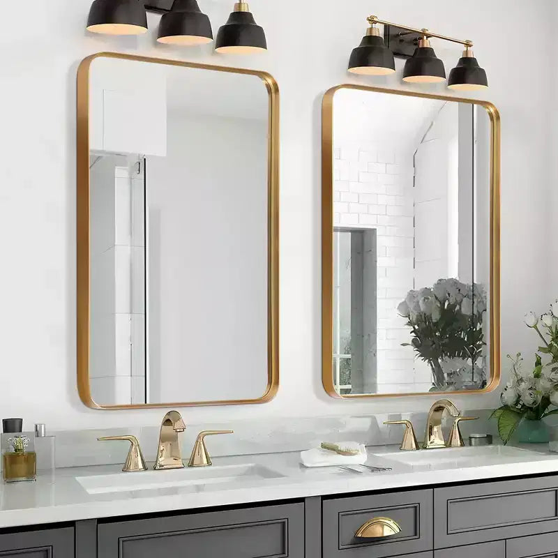 Dovelina Specchio da Parete Rettangolare con Cornice in Metallo Specchio da Bagno per Vanity