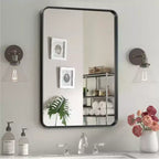 Dovelina Specchio da Parete Rettangolare con Cornice in Metallo Specchio da Bagno per Vanity