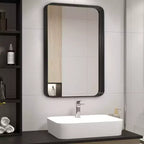 Dovelina Specchio da Parete Rettangolare con Cornice in Metallo Specchio da Bagno per Vanity