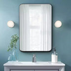 Dovelina Specchio da Parete Rettangolare con Cornice in Metallo Specchio da Bagno per Vanity
