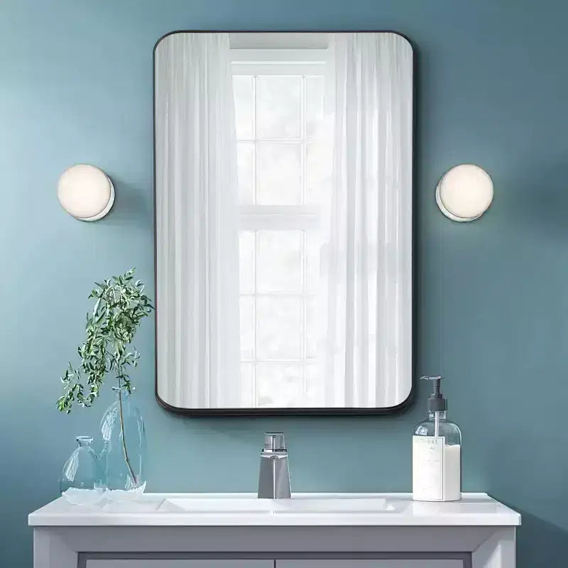 Dovelina Specchio da Parete Rettangolare con Cornice in Metallo Specchio da Bagno per Vanity