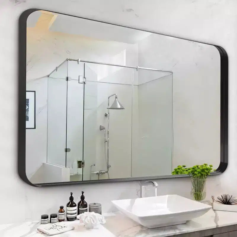 Dovelina Specchio da Parete Rettangolare con Cornice in Metallo Specchio da Bagno per Vanity