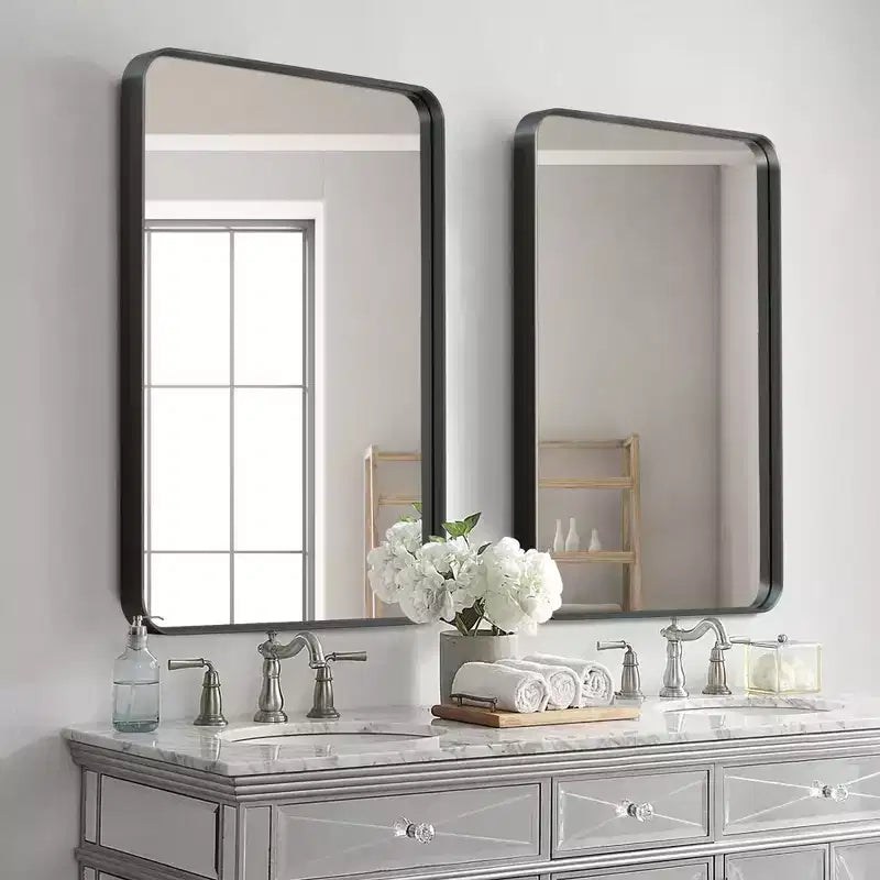 Dovelina Specchio da Parete Rettangolare con Cornice in Metallo Specchio da Bagno per Vanity