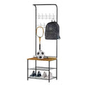 Hasting Home Entryway Bench with Coat Rack  Metal Hall Tree with Seat, Hooks, and Shoe Storage