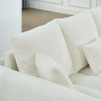 Divano Imbottito a 3 Posti, Divano in Tessuto Teddy con 3 Cuscini Schienale 4M - ModernLuxe