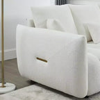 Divano Imbottito a 3 Posti, Divano in Tessuto Teddy con 3 Cuscini Schienale 4M - ModernLuxe