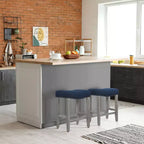 WestinTrends Sgabello da bancone con seduta imbottita a sella, 24 pollici (Set di 2), Grigio Antico/Blu Navy