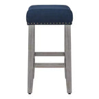 WestinTrends Sgabello da bancone con seduta imbottita a sella, 24 pollici (Set di 2), Grigio Antico/Blu Navy