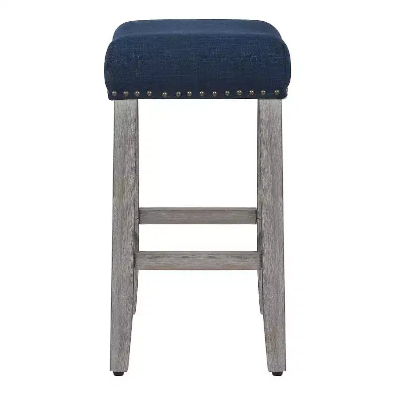 WestinTrends Sgabello da bancone con seduta imbottita a sella, 24 pollici (Set di 2), Grigio Antico/Blu Navy