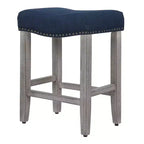 WestinTrends Sgabello da bancone con seduta imbottita a sella, 24 pollici (Set di 2), Grigio Antico/Blu Navy