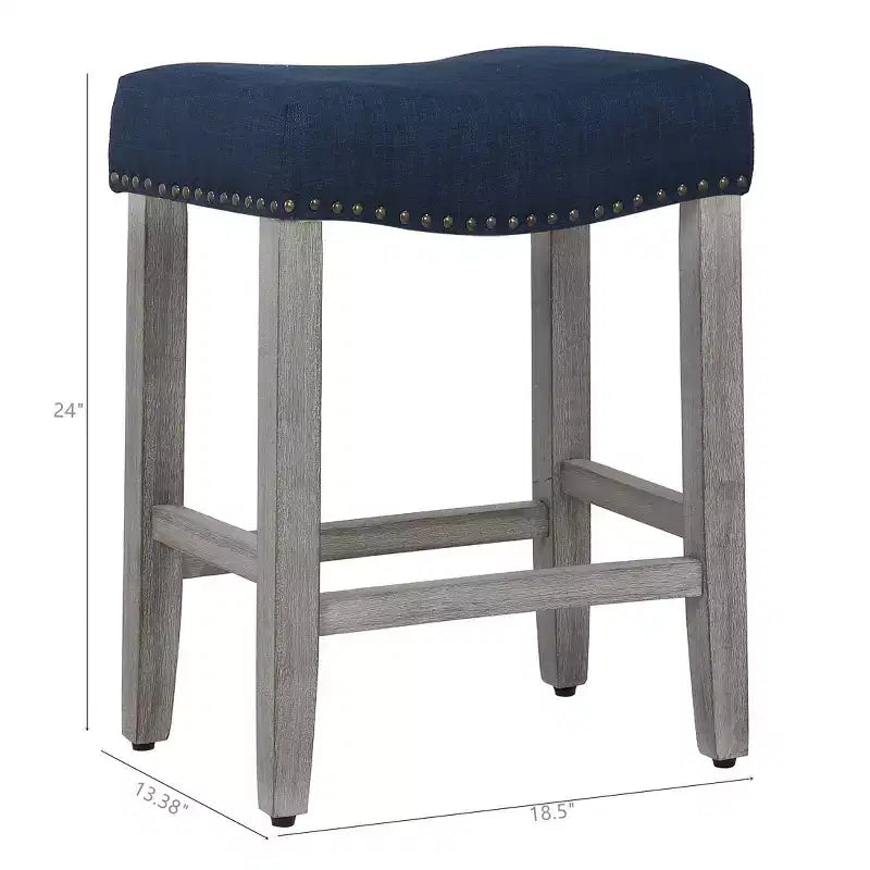 WestinTrends Sgabello da bancone con seduta imbottita a sella, 24 pollici (Set di 2), Grigio Antico/Blu Navy