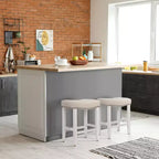 WestinTrends, Sgabello da bancone con seduta a sella imbottita (set da 2), 61 cm, bianco antico/beige