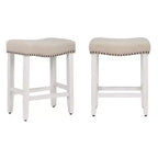 WestinTrends, Sgabello da bancone con seduta a sella imbottita (set da 2), 61 cm, bianco antico/beige