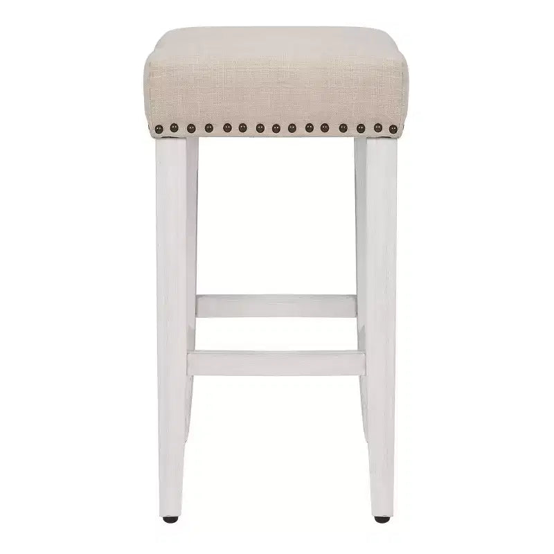 WestinTrends, Sgabello da bancone con seduta a sella imbottita (set da 2), 61 cm, bianco antico/beige