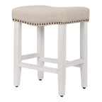 WestinTrends, Sgabello da bancone con seduta a sella imbottita (set da 2), 61 cm, bianco antico/beige