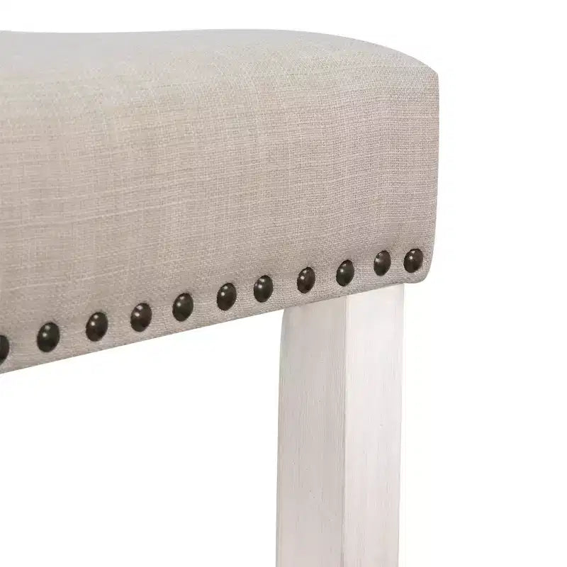WestinTrends, Sgabello da bancone con seduta a sella imbottita (set da 2), 61 cm, bianco antico/beige