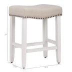 WestinTrends, Sgabello da bancone con seduta a sella imbottita (set da 2), 61 cm, bianco antico/beige
