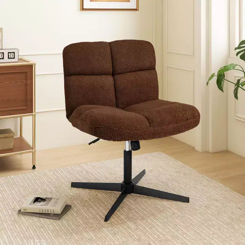 Sedia da scrivania Costway senza braccioli, sedia da trucco moderna girevole con altezza regolabile Grigio/Marrone/Beige