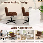 Sedia da scrivania Costway senza braccioli, sedia da trucco moderna girevole con altezza regolabile Grigio/Marrone/Beige