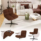 Sedia da scrivania Costway senza braccioli, sedia da trucco moderna girevole con altezza regolabile Grigio/Marrone/Beige