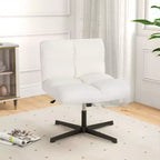Sedia da scrivania Costway senza braccioli, sedia da trucco moderna girevole con altezza regolabile Grigio/Marrone/Beige