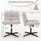 Sedia da scrivania Costway senza braccioli, sedia da trucco moderna girevole con altezza regolabile Grigio/Marrone/Beige