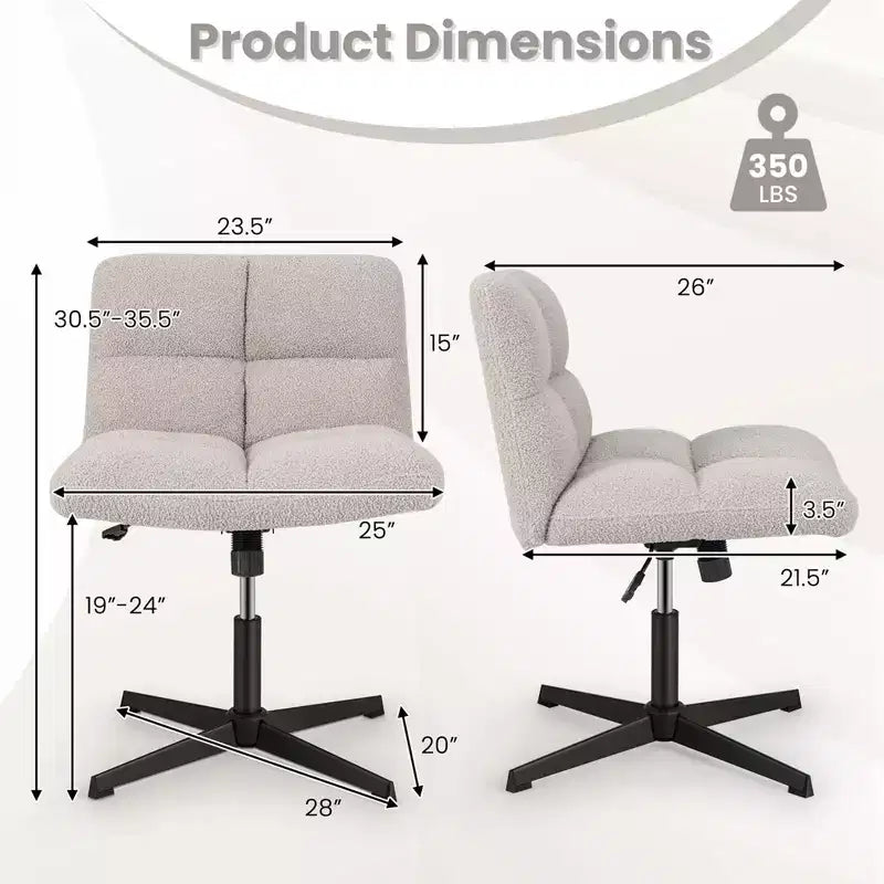 Sedia da scrivania Costway senza braccioli, sedia da trucco moderna girevole con altezza regolabile Grigio/Marrone/Beige