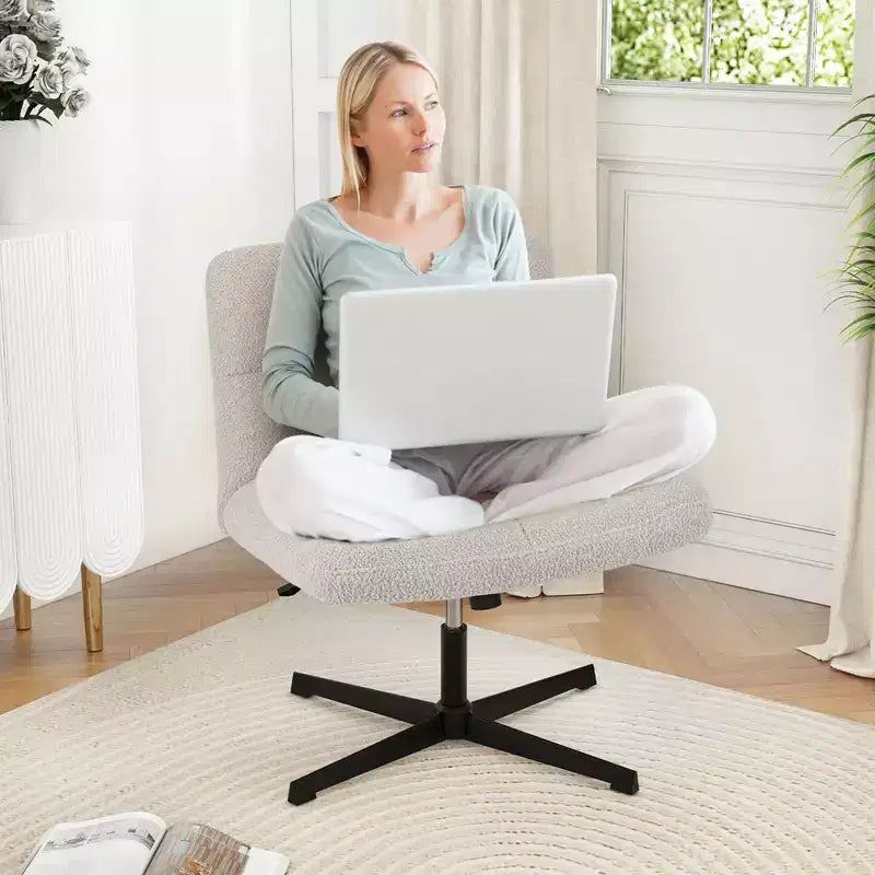 Sedia da scrivania Costway senza braccioli, sedia da trucco moderna girevole con altezza regolabile Grigio/Marrone/Beige