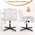 Sedia da scrivania Costway senza braccioli, sedia da trucco moderna girevole con altezza regolabile Grigio/Marrone/Beige