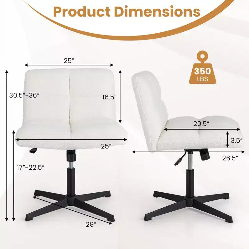 Sedia da scrivania Costway senza braccioli, sedia da trucco moderna girevole con altezza regolabile Grigio/Marrone/Beige