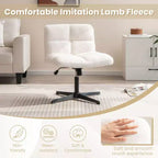 Sedia da scrivania Costway senza braccioli, sedia da trucco moderna girevole con altezza regolabile Grigio/Marrone/Beige