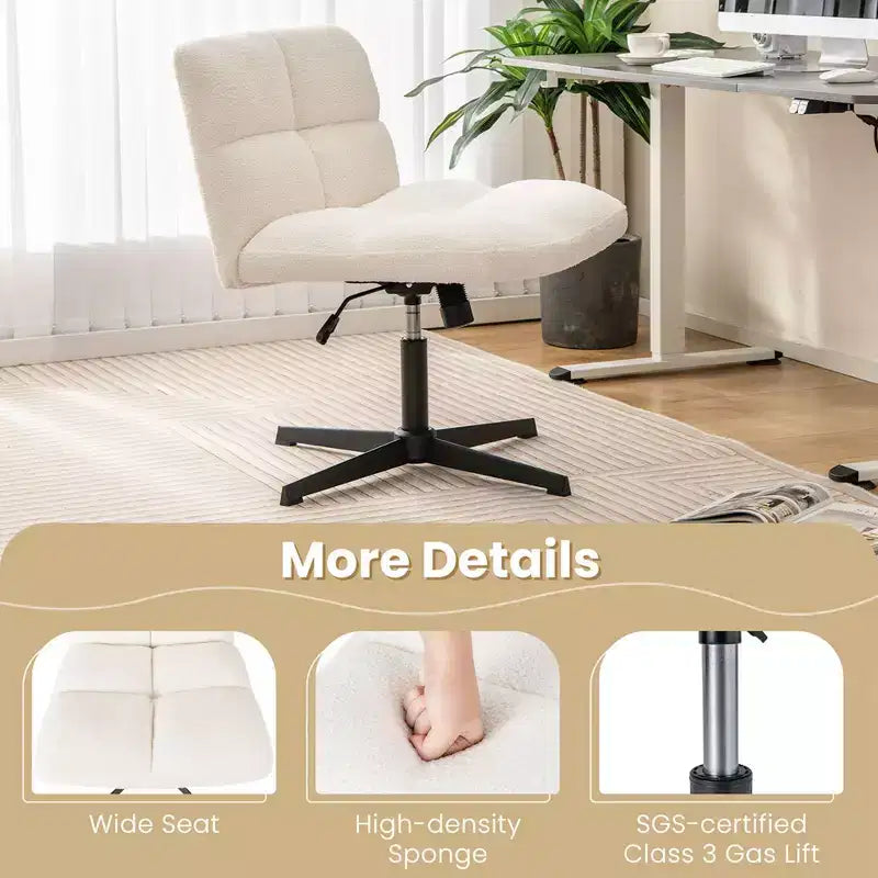 Sedia da scrivania Costway senza braccioli, sedia da trucco moderna girevole con altezza regolabile Grigio/Marrone/Beige