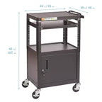 Carrello AV mobile ECR4Kids con scatola portaoggetti, carrello per tecnologia, nero