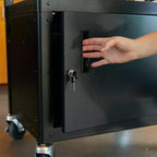Carrello AV mobile ECR4Kids con scatola portaoggetti, carrello per tecnologia, nero
