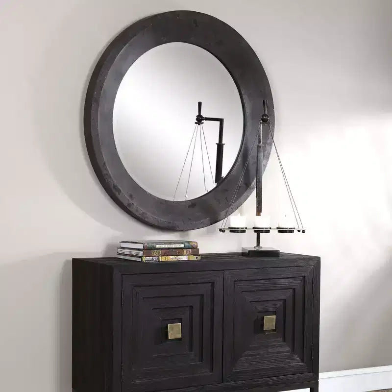 Specchio da parete rotondo oversize Uttermost Frazier grigio scuro 40