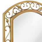 Specchio da parete Noble Park Eden Park Arch Top Vanity, vetro bisellato vintage francese, cornice in metallo dorato con motivo a vite e fiori, larghezza 25 pollici, per bagno