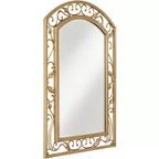 Specchio da parete Noble Park Eden Park Arch Top Vanity, vetro bisellato vintage francese, cornice in metallo dorato con motivo a vite e fiori, larghezza 25 pollici, per bagno