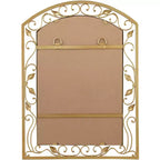 Specchio da parete Noble Park Eden Park Arch Top Vanity, vetro bisellato vintage francese, cornice in metallo dorato con motivo a vite e fiori, larghezza 25 pollici, per bagno