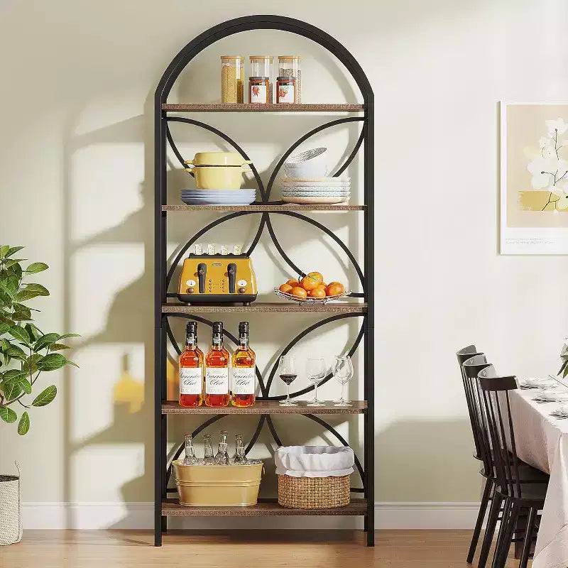 Tribesigns Libreria Aperta a 5 Ripiani, Scaffale per Libri Ad Arco da 190 cm con Telaio in Metallo