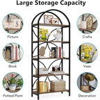 Tribesigns Libreria Aperta a 5 Ripiani, Scaffale per Libri Ad Arco da 190 cm con Telaio in Metallo