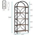 Tribesigns Libreria Aperta a 5 Ripiani, Scaffale per Libri Ad Arco da 190 cm con Telaio in Metallo