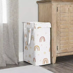 Cesto portabiancheria pieghevole Sweet Jojo Designs da ragazza con manici, motivo arcobaleno boho, rosa, giallo e beige