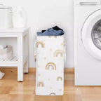 Cesto portabiancheria pieghevole Sweet Jojo Designs da ragazza con manici, motivo arcobaleno boho, rosa, giallo e beige
