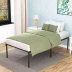 Letto a piattaforma Landdream con struttura in metallo e doghe in acciaio, nero, di 24/7 Shop At Home