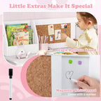 Scrivania per bambini Costway con sedia, lavagna, pennarello, cassetti, armadietto, viola/bianco